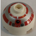 LEGO White Round Brick 2 x 2 Dome Top (Undetermined Stud - To be deleted) with Silver and Red R5-D4 Printing (7658) (83730)