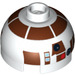 LEGO White Round Brick 2 x 2 Dome Top (Undetermined Stud) with &#039;R7-D4&#039; (90599)