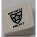 LEGO Wit Helling 1 x 1 (31°) met &#039;HIGHWAY Politie&#039; en Politie Badge (Rechtsaf) Sticker (35338)