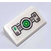 LEGO White Slope 1 x 2 (31°) with Black and Green Control Panel Pattern Sticker (85984)