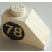 LEGO Weiß Steigung 1 x 2 (45°) mit 78 Aufkleber (Recht) ohne Mittelbolzen (3040)