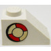 LEGO White Slope 1 x 2 (45°) with Life Ring Left Sticker without Centre Stud (3040 / 6270)