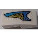 LEGO White Slope 1 x 2 Curved with Blue and Gold Feather (Right) Sticker (11477)