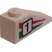 LEGO Weiß Steigung 1 x 3 (25°) mit &quot;1&quot;, Green/rot Streifen (Recht) Aufkleber (4286)