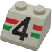 LEGO Weiß Steigung 2 x 2 (45°) mit Schwarz &quot;4&quot; und Green und rot Streifen (3039)