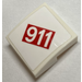 LEGO blanc Pente 2 x 2 Incurvé avec &#039;911&#039; Autocollant (15068)