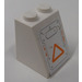 LEGO Wit Helling 2 x 2 x 2 (65°) met &#039;LE 73&#039;, &#039;PN 234&#039;, Oranje Triangle Sticker met buis aan de onderzijde (3678)