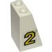 LEGO White Slope 2 x 2 x 3 (75°) with Number 2 Sticker Hollow Studs, Rough Surface (3684)