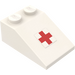 LEGO White Slope 2 x 3 (25°) with Red Cross Sticker with Rough Surface (3298)