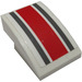 LEGO White Slope 2 x 3 Curved with Dark Stone Gray and Red Stripes Sticker (24309)