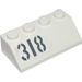 LEGO White Slope 2 x 4 (45°) with &#039;318&#039; (Right) Sticker with Rough Surface (3037)