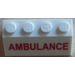 LEGO White Slope 2 x 4 (45°) with &#039;AMBULANCE&#039; Sticker with Rough Surface (3037)