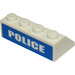 LEGO Bílá Sklon 2 x 4 (45°) s &quot;Policie&quot; na Zadní Samolepka s drsným povrchem (3037)