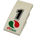 LEGO White Slope 2 x 4 Curved with Black Number 1 and Octan Logo Sticker (93606)