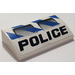 LEGO White Slope 2 x 4 Curved with &quot;Police&quot; and Stripes Sticker with Bottom Tubes (88930)