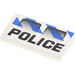 LEGO White Slope 2 x 4 Curved with &#039;POLICE&#039; and Stripes Sticker without Bottom Tubes (61068)