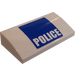 LEGO Wit Helling 2 x 4 Gebogen met Politie logo Sticker met buizen aan de onderzijde (88930)