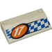 LEGO Wit Helling 3 x 6 (25°) met Wit &#039;17&#039; in Oranje Cirkel en Blauw Checkered Patroon Sticker zonder binnenmuren (35283)