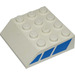 LEGO White Slope 4 x 4 (45°) with Blue Stripes (30182)
