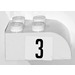 LEGO blanc Pente Brique 2 x 3 avec Haut incurvé avec &#039;3&#039; Autocollant (6215)