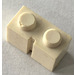 LEGO blanc Slotted Brique 1 x 2 sans tubes internes, 1 encoche