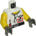 LEGO White Studios Torso with Silver Sunglasses, Badge and Screwdriver with &#039;Grip&#039; on Back with Yellow Arms and Dark Gray Hands (973)