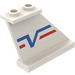 LEGO White Tail 4 x 1 x 3 with Blue &#039;V&#039; and Red Line Pattern on Both Sides Sticker (2340)