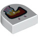 LEGO White Tile 1 x 1 Half Oval with Metallic Pink Nostrils and Dark Red Open Mouth with Gold (24246 / 77991)