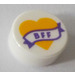 LEGO White Tile 1 x 1 Round with BFF on Bright Light Orange Heart (35380)