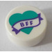 LEGO White Tile 1 x 1 Round with BFF on Dark Turquoise Heart (35380)