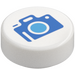 LEGO White Tile 1 x 1 Round with Blue Camera (35380)