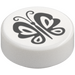 LEGO White Tile 1 x 1 Round with Butterfly (35380 / 107045)