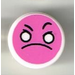 LEGO White Tile 1 x 1 Round with Emoji, Dark Pink Angry Face (35380)