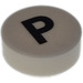 LEGO White Tile 1 x 1 Round with Letter P (35380)