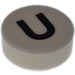 LEGO White Tile 1 x 1 Round with Letter U (35380)