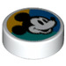 LEGO White Tile 1 x 1 Round with Mickey Mouse Face (35380 / 66406)