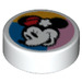 LEGO White Tile 1 x 1 Round with Minnie Mouse Face (35380 / 66514)