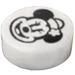 LEGO White Tile 1 x 1 Round with Minnie Mouse Head with Hat and Flower (35380)