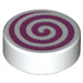 LEGO White Tile 1 x 1 Round with Pink Swirl (35380 / 48274)