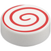 LEGO White Tile 1 x 1 Round with Red Swirl (14184 / 100797)