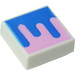 LEGO White Tile 1 x 1 with Blue and Pink with Groove (3070)