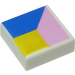 LEGO blanc Tuile 1 x 1 avec Bleu, Jaune et Pink avec rainure (3070)
