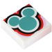 LEGO White Tile 1 x 1 with Dark Turquoise Mickey Mouse Outline with Groove (3070)