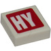 LEGO Weiß Fliese 1 x 1 mit HY Aufkleber mit Nut (3070)