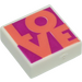 LEGO White Tile 1 x 1 with LOVE with Groove (3070)