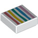 LEGO White Tile 1 x 1 with Rainbow Stripes with Groove (3070 / 66401)