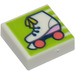 LEGO White Tile 1 x 1 with Roller Skate with Groove (3070)