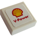 LEGO White Tile 1 x 1 with Shell Logo and &#039;V-Power&#039; Sticker with Groove (3070)