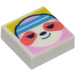 LEGO White Tile 1 x 1 with Sloth Face with Coral Spots and Headband with Groove (3070)