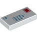 LEGO Weiß Fliese 1 x 2 mit Addressed Envelope mit Stamp und Return Address mit Nut (3069)
